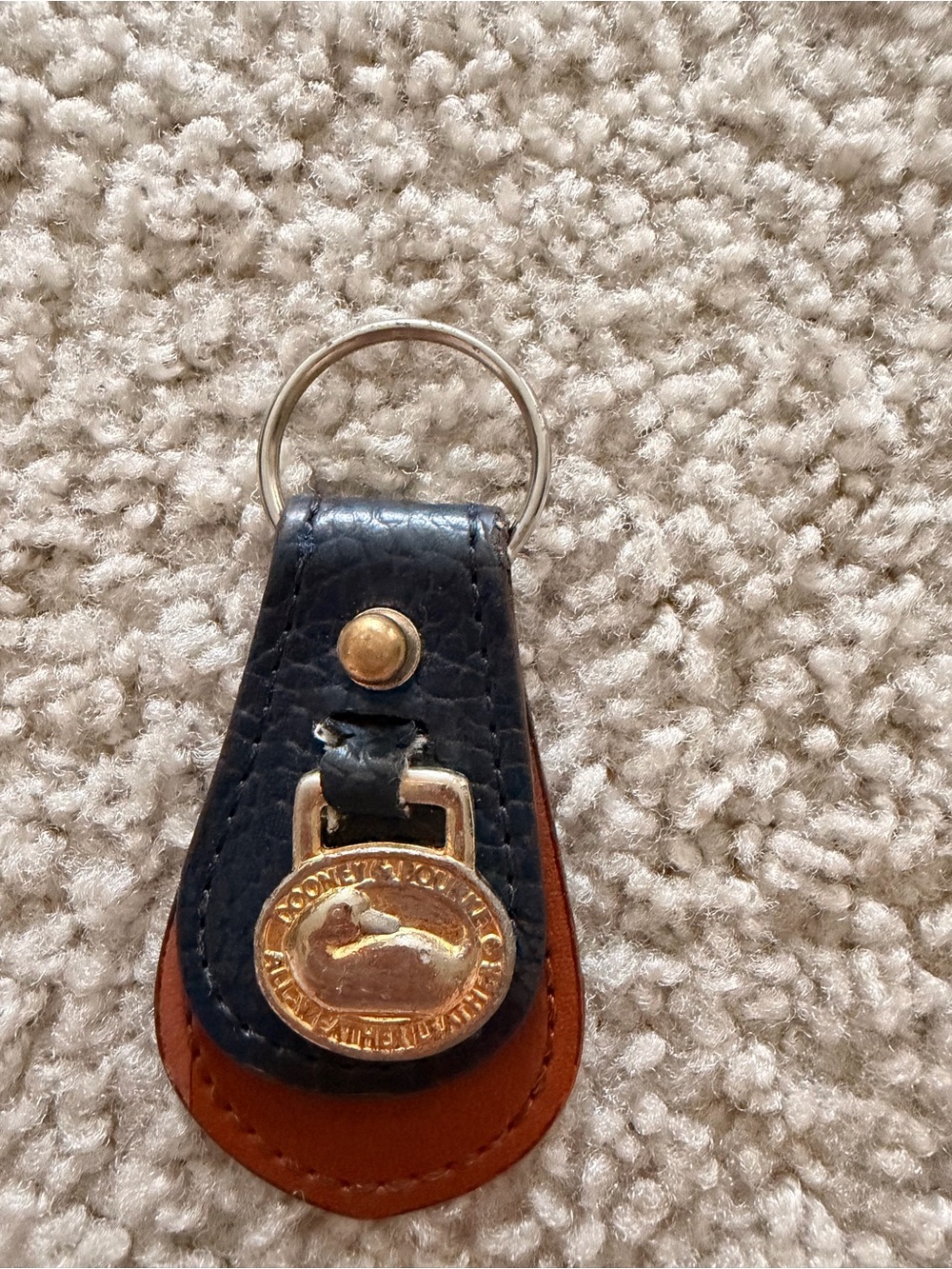 Dooney & Bourke Black and Brown Leather Key & Card Holder Key Fob